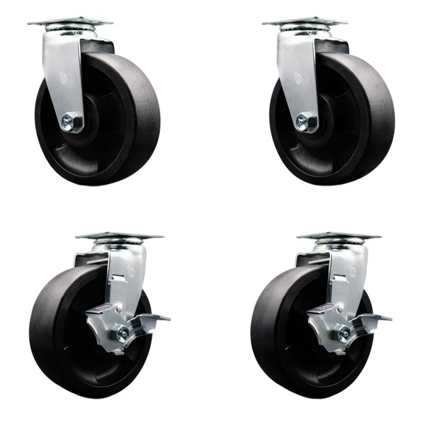 Tool Box Caster Wheel Set 6'' Glass Filled Nylon Swivel Casters, 4PK